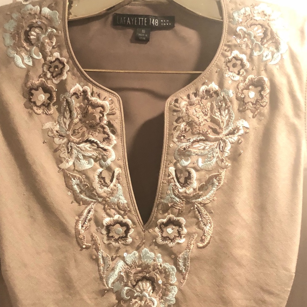 Lafayette 148 Embroidered Linen Top - Picture 5 of 5